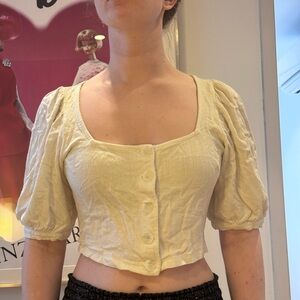 Women's Cream Button-Up Top